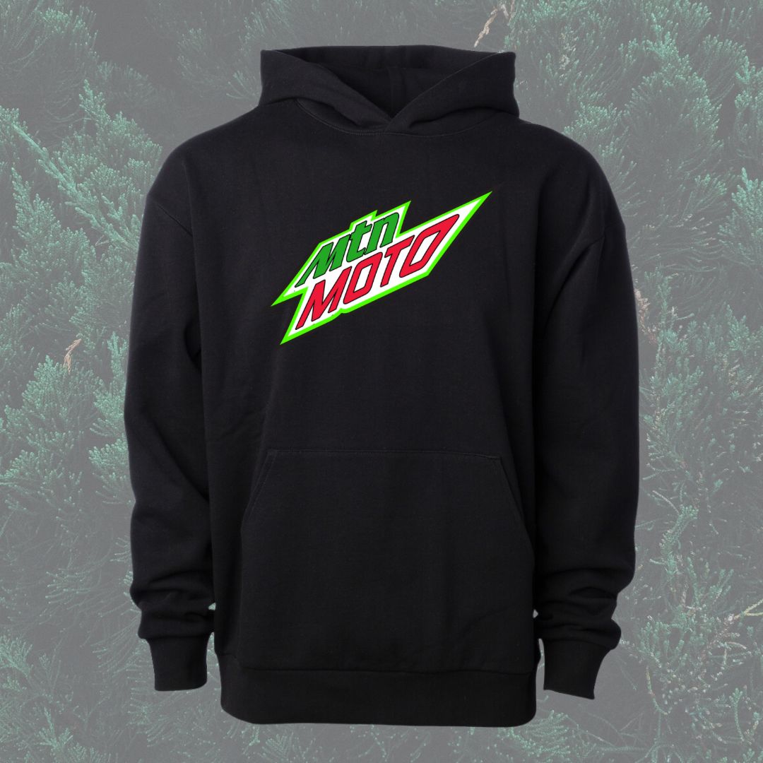 Black Mtn Moto"dew" green logo hoodie