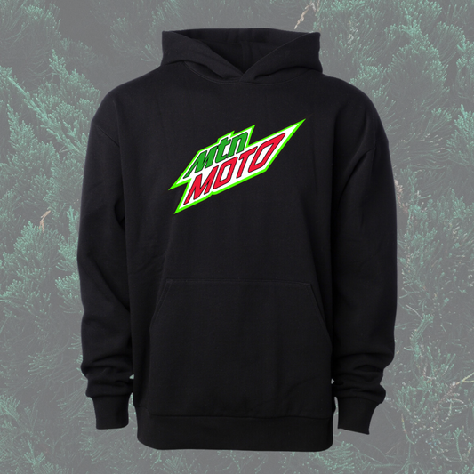 Black Mtn Moto"dew" green logo hoodie